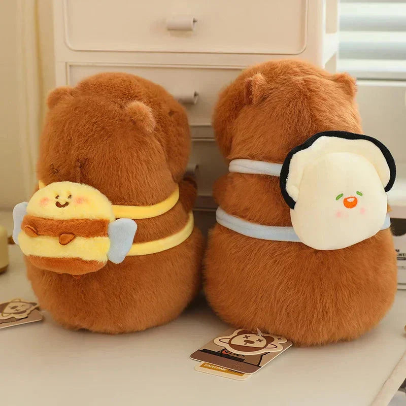 Adorable Stuffed Capybara with Small Backpack Figure