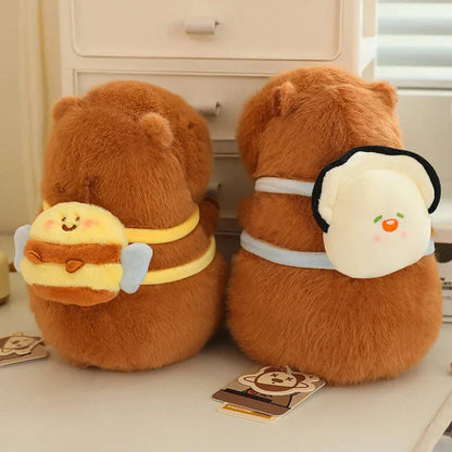 Adorable Stuffed Capybara with Small Backpack Figure