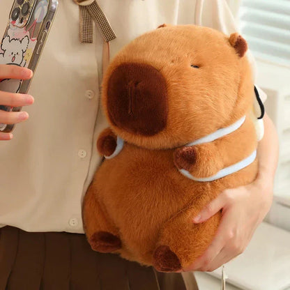 Adorable Stuffed Capybara with Small Backpack Figure