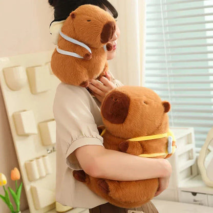 Adorable Stuffed Capybara with Small Backpack Figure