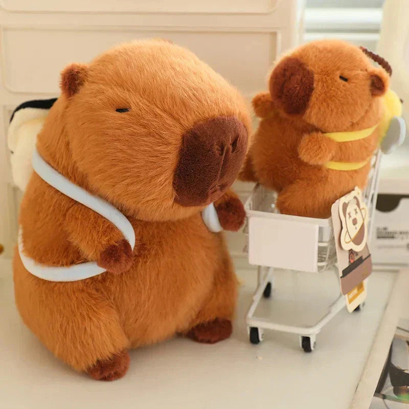 Adorable Stuffed Capybara with Small Backpack Figure