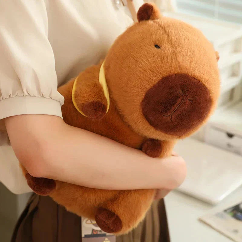 Adorable Stuffed Capybara with Small Backpack Figure