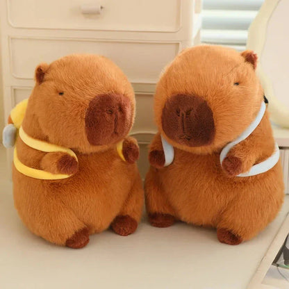 Adorable Stuffed Capybara with Small Backpack Figure