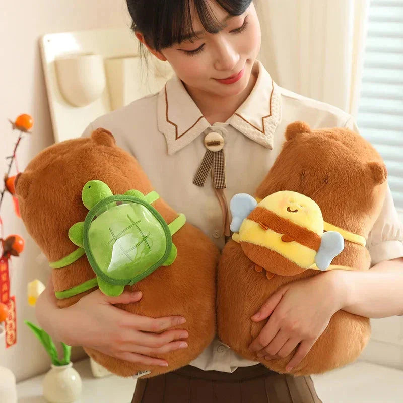 Adorable Stuffed Capybara with Small Backpack Figure