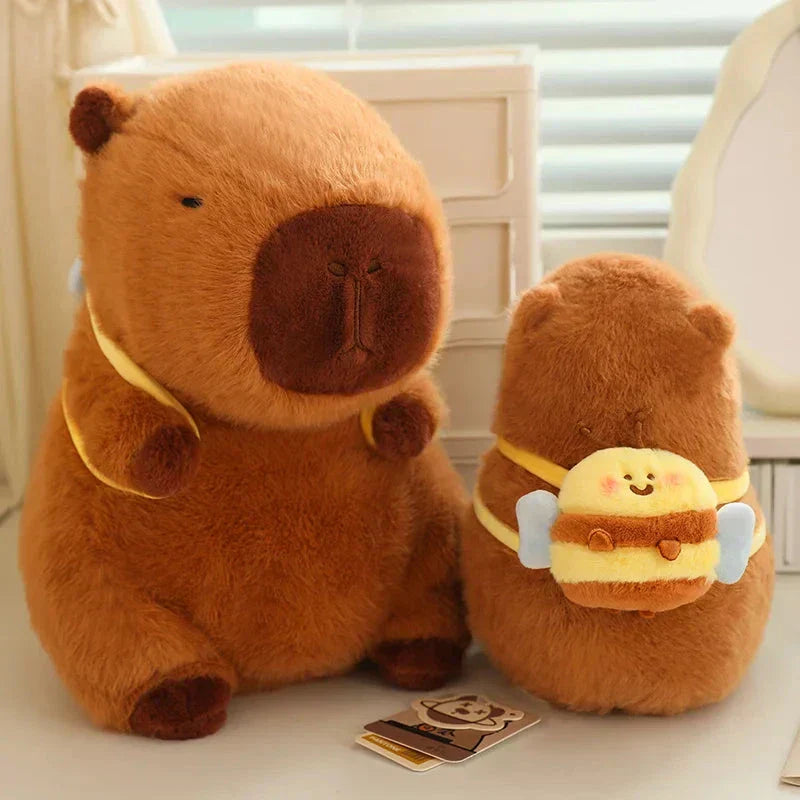 Adorable Stuffed Capybara with Small Backpack Figure