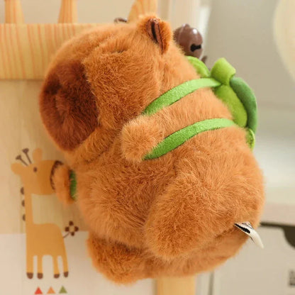 Adorable Stuffed Capybara with Small Backpack Figure