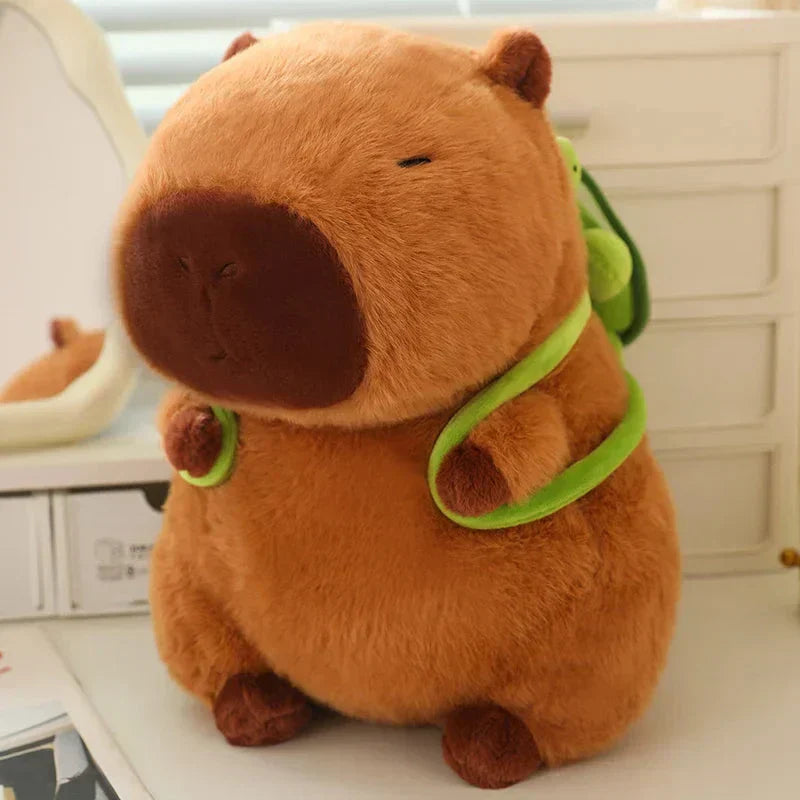 Adorable Stuffed Capybara with Small Backpack Figure