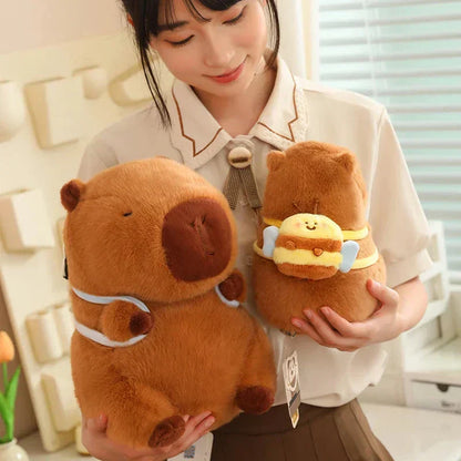 Adorable Stuffed Capybara with Small Backpack Figure