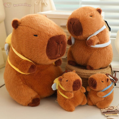 Adorable Stuffed Capybara with Small Backpack Figure