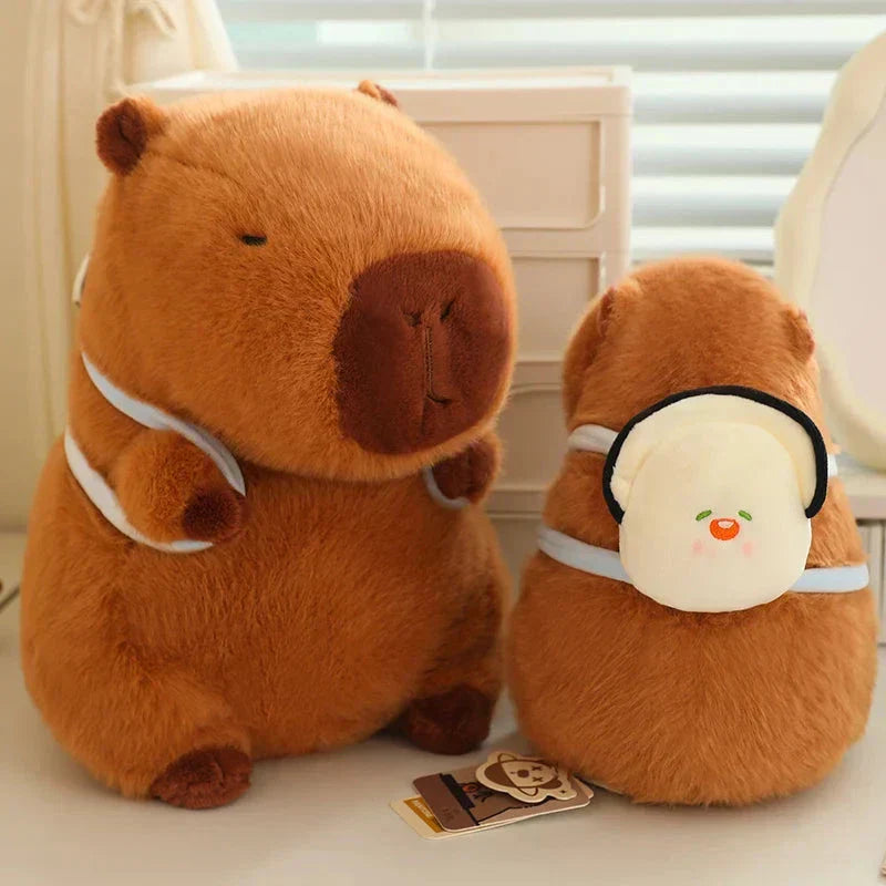 Adorable Stuffed Capybara with Small Backpack Figure