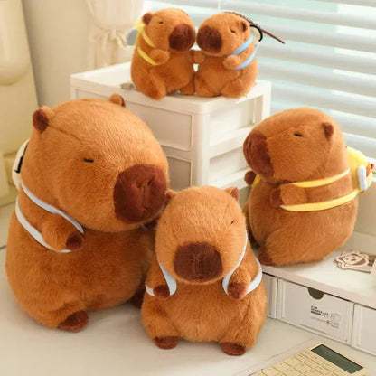 Adorable Stuffed Capybara with Small Backpack Figure