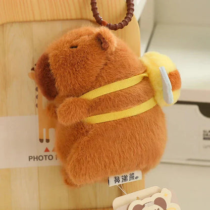 Adorable Stuffed Capybara with Small Backpack Figure
