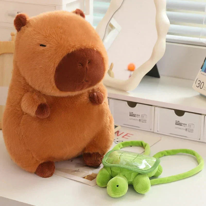 Adorable Stuffed Capybara with Small Backpack Figure