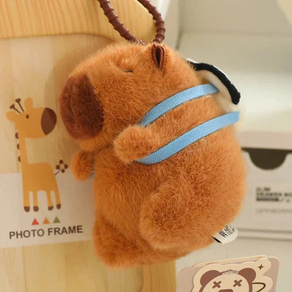 Adorable Stuffed Capybara with Small Backpack Figure