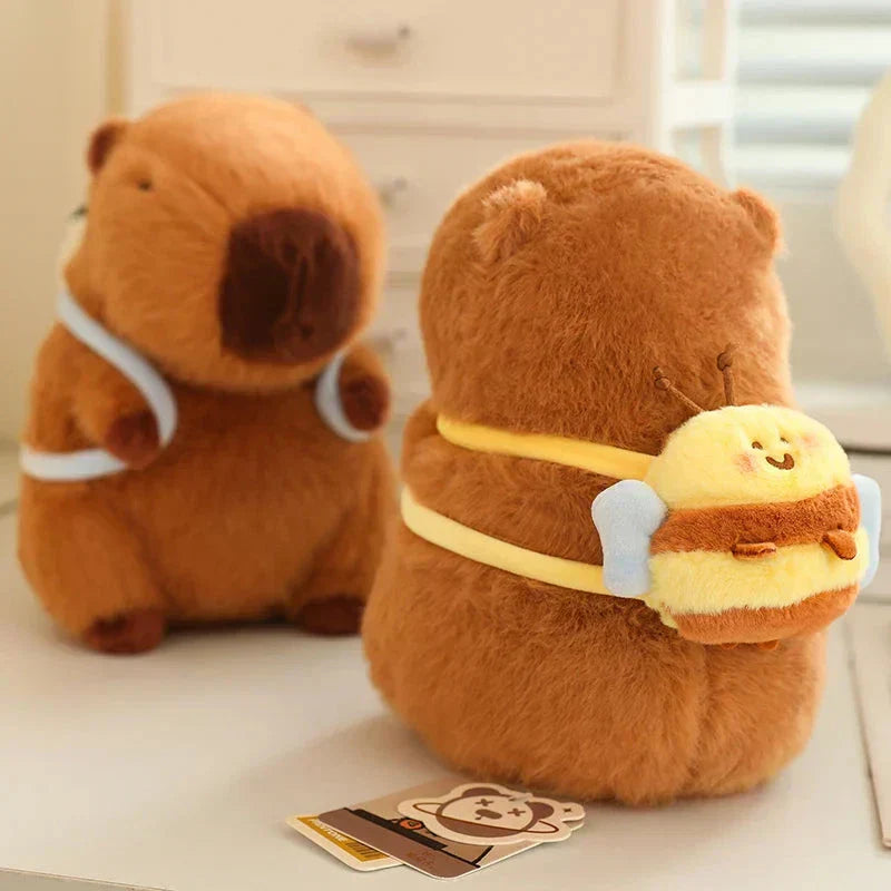 Adorable Stuffed Capybara with Small Backpack Figure