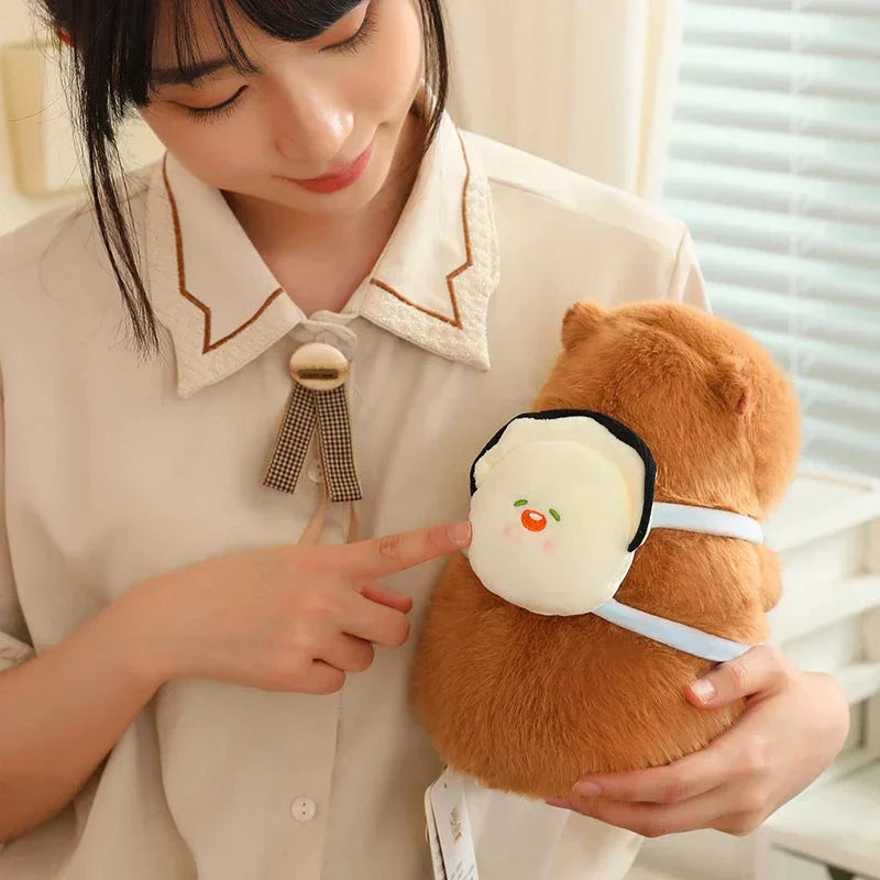 Adorable Stuffed Capybara with Small Backpack Figure