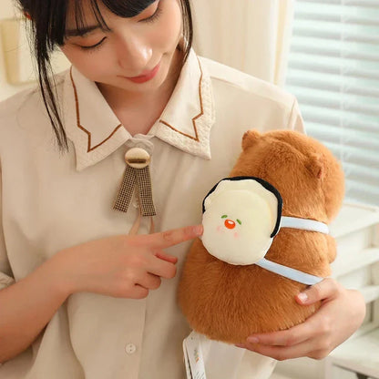 Adorable Stuffed Capybara with Small Backpack Figure