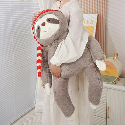 Adorable Sloth Soft Christmas Toy with Colorful Hat
