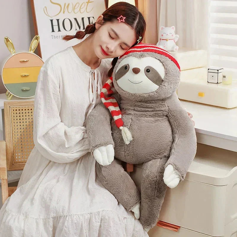 Adorable Sloth Soft Christmas Toy with Colorful Hat - Luxicro