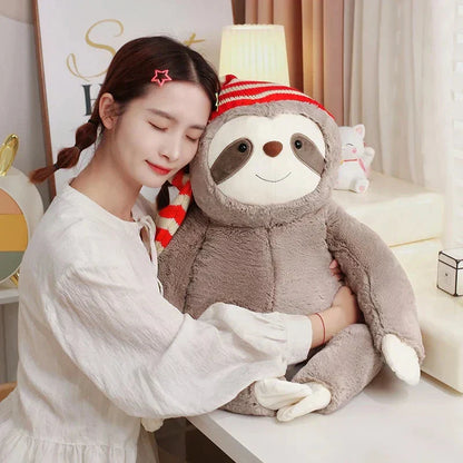Adorable Sloth Soft Christmas Toy with Colorful Hat