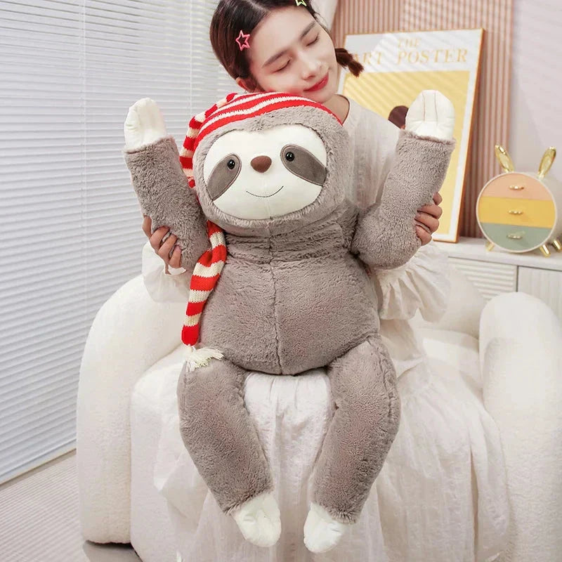 Adorable Sloth Soft Christmas Toy with Colorful Hat