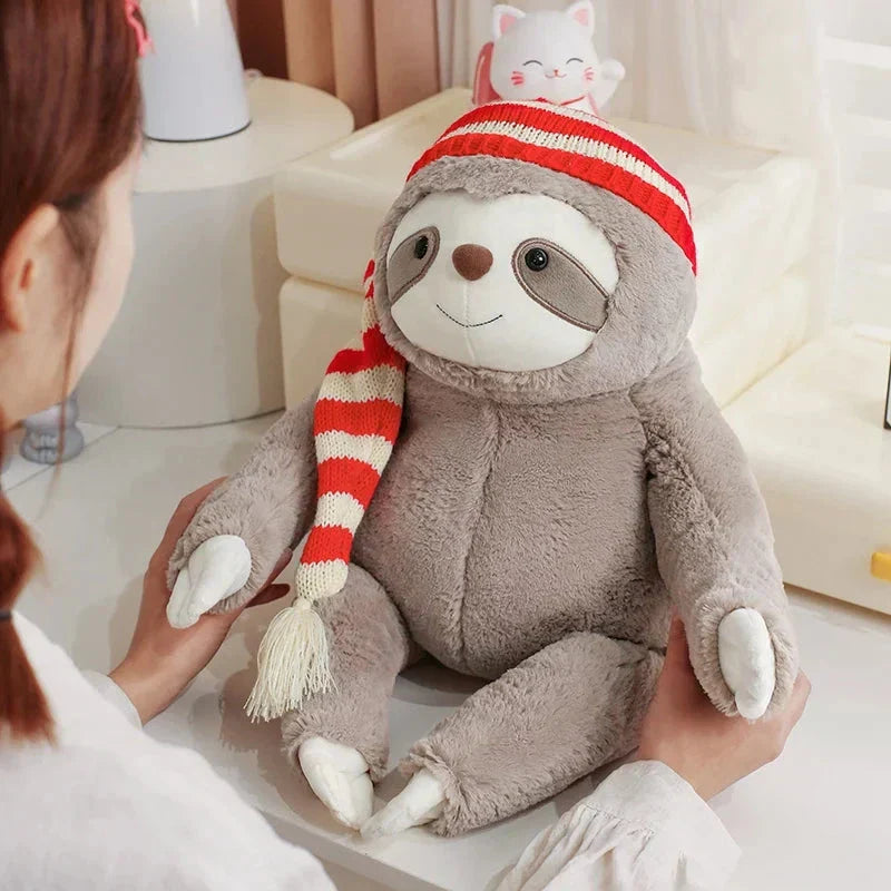 Adorable Sloth Soft Christmas Toy with Colorful Hat