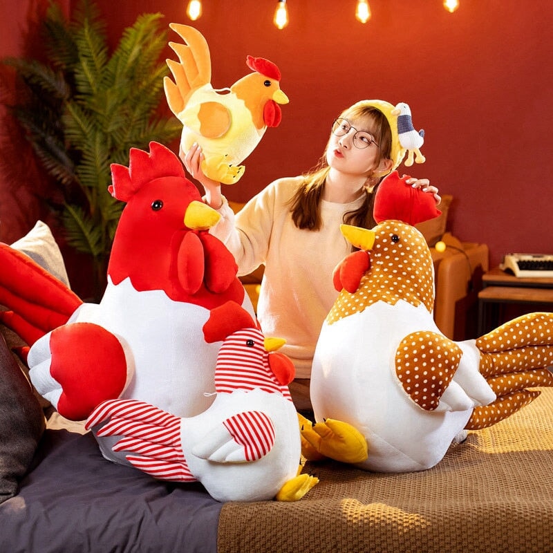 Cute Fluffy Chicken Plush Toy Set