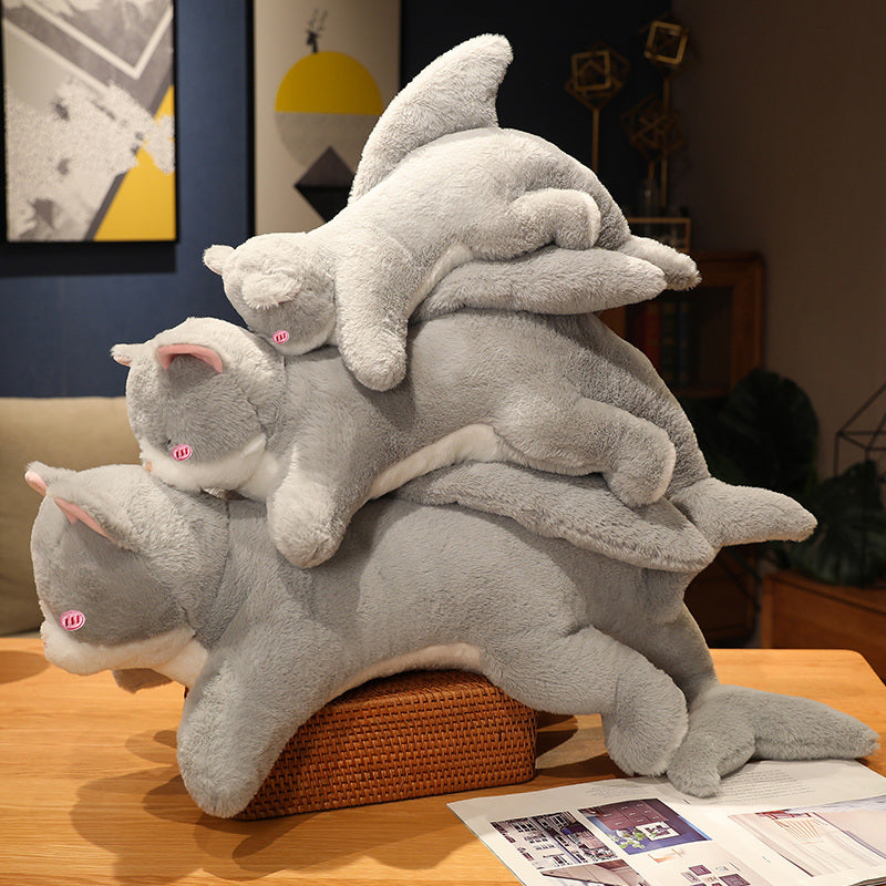Cute Grey Shark Cat Soft Plush Toy