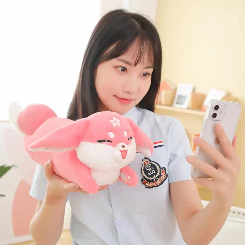 Adorable Floral Pink Fox Plush Toy
