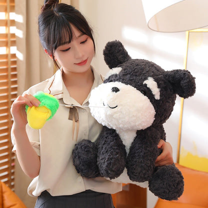 Cute Black Puppy Slipper Plush Toy