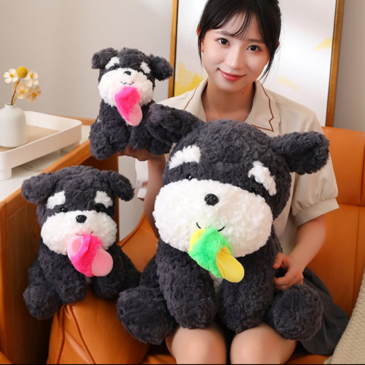 Cute Black Puppy Slipper Plush Toy