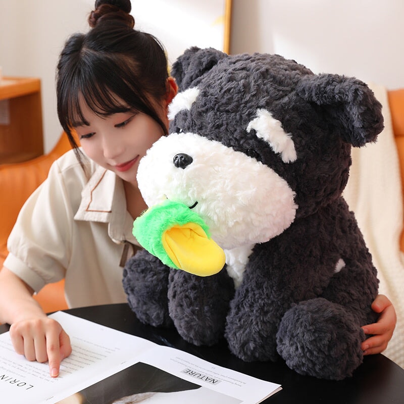Cute Black Puppy Slipper Plush Toy