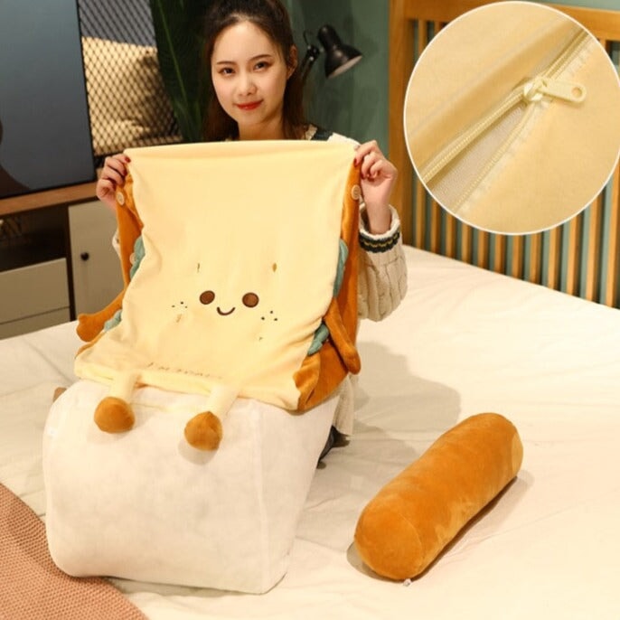 Soft Cute Bread Shaped Back Cushion