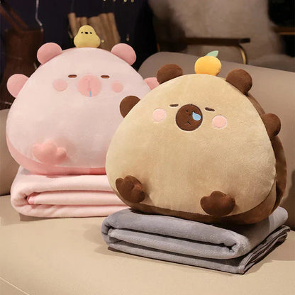 Adorable Stuffed Toy Pillow with Cozy Throw Blanket