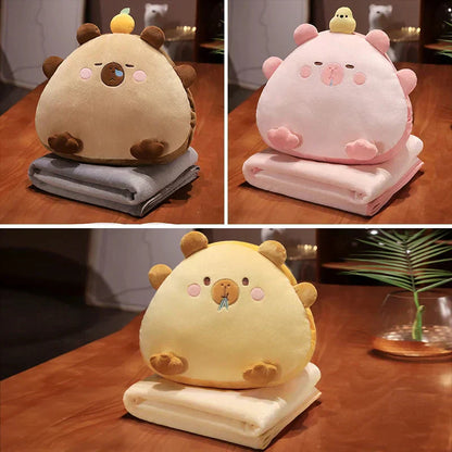 Adorable Stuffed Toy Pillow with Cozy Throw Blanket