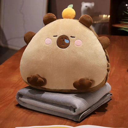 Adorable Stuffed Toy Pillow with Cozy Throw Blanket