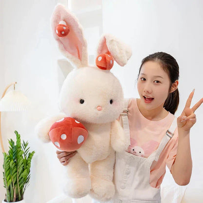 Cute White Rabbit Mushroom Stuffed Toy