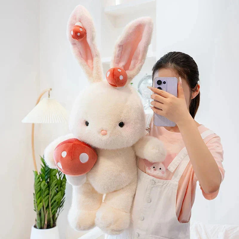 Cute White Rabbit Mushroom Stuffed Toy