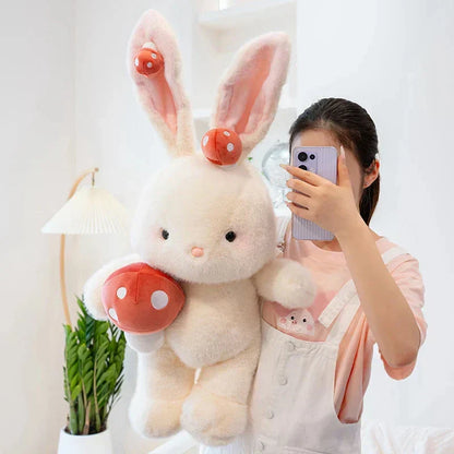 Cute White Rabbit Mushroom Stuffed Toy