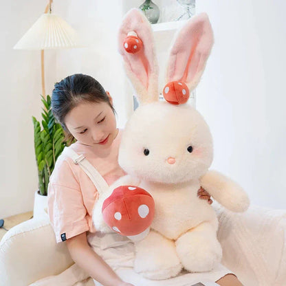 Cute White Rabbit Mushroom Stuffed Toy - Luxicro