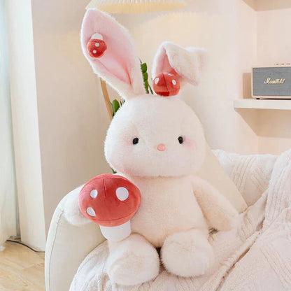 Cute White Rabbit Mushroom Stuffed Toy