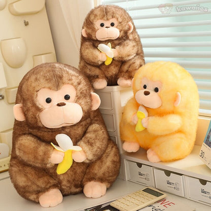 Cute Brown Monkey Soft Banana Toy