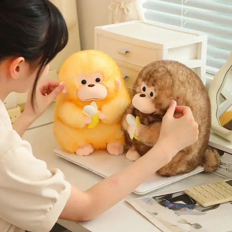 Cute Brown Monkey Soft Banana Toy