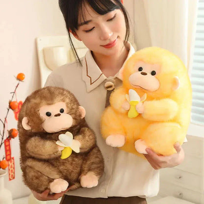 Cute Brown Monkey Soft Banana Toy