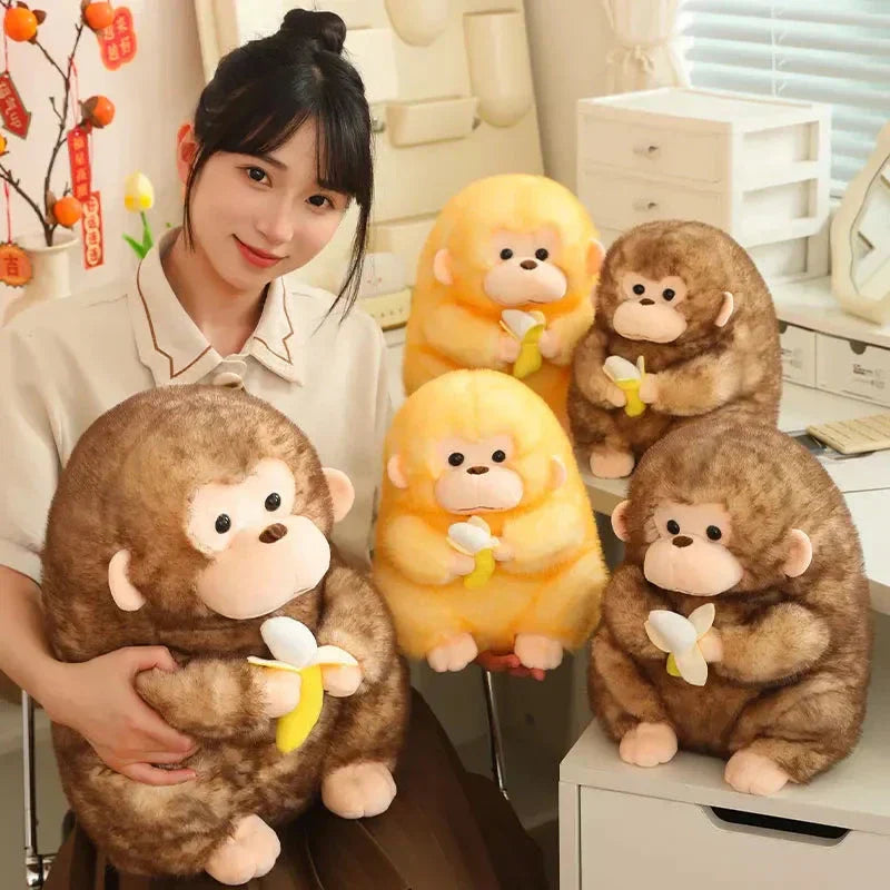 Cute Brown Monkey Soft Banana Toy