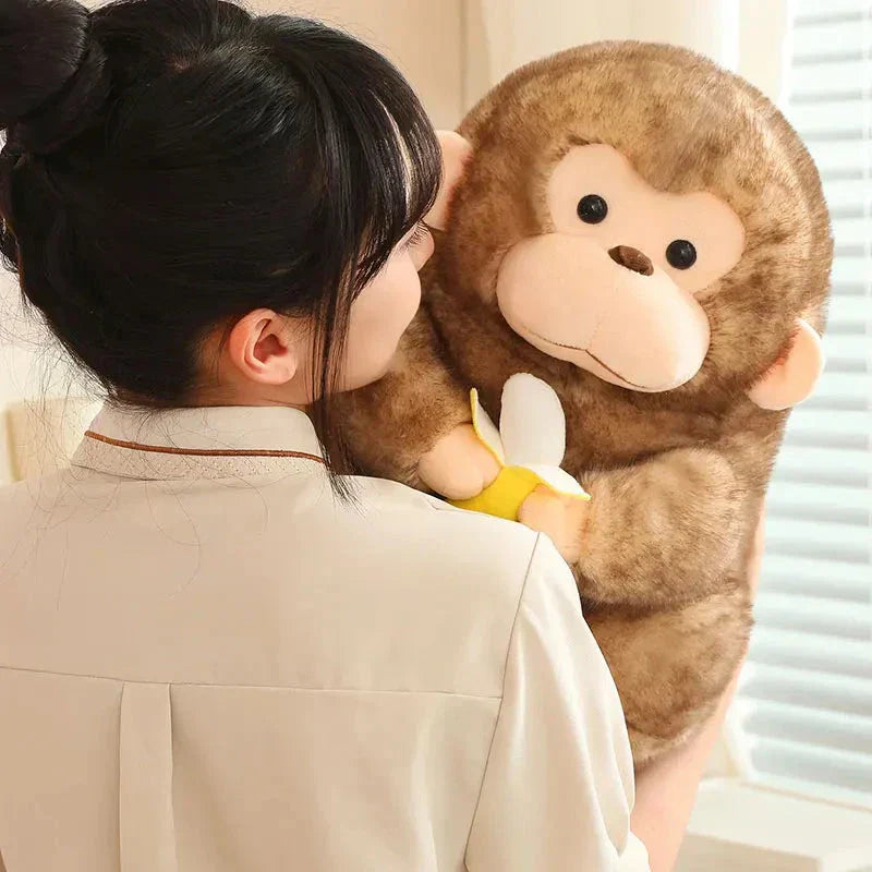 Cute Brown Monkey Soft Banana Toy