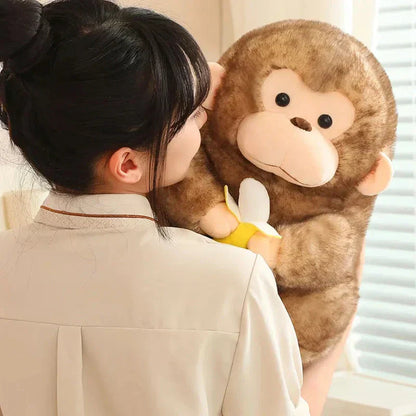 Cute Brown Monkey Soft Banana Toy