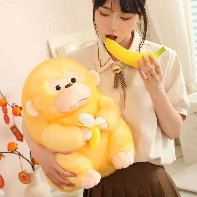 Cute Brown Monkey Soft Banana Toy