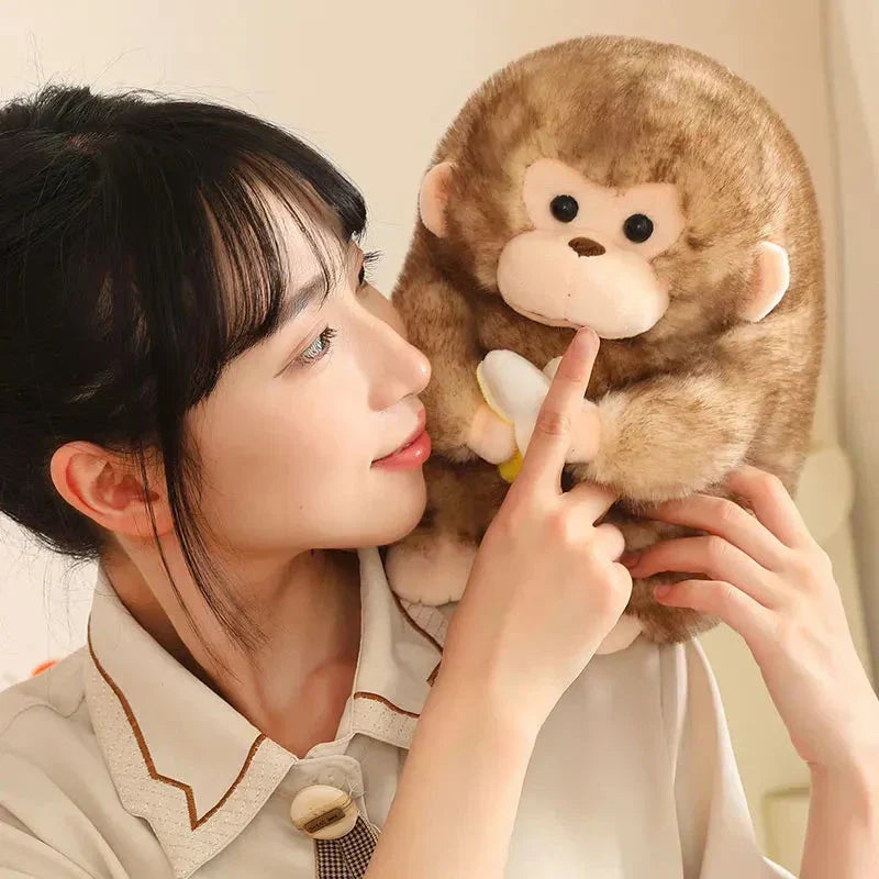 Cute Brown Monkey Soft Banana Toy