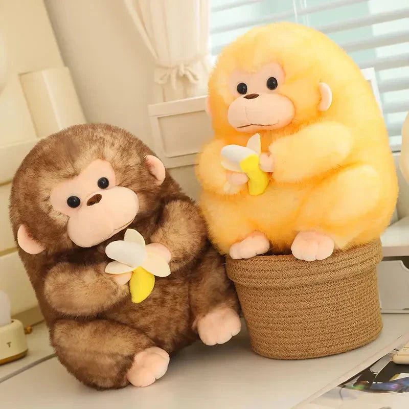 Cute Brown Monkey Soft Banana Toy